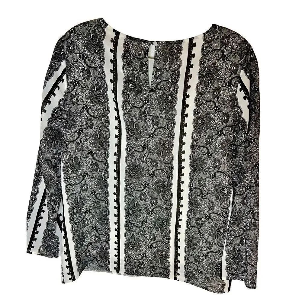 J. Crew Collection B/W Lace Trompe Loeil Top Blouse Worn On TV Show Sz Small